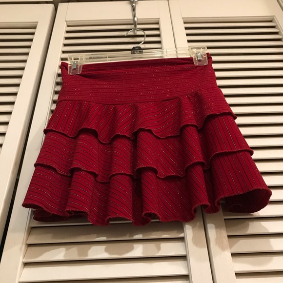 Red Ruffle Mini Skirt - Picture 5 of 6